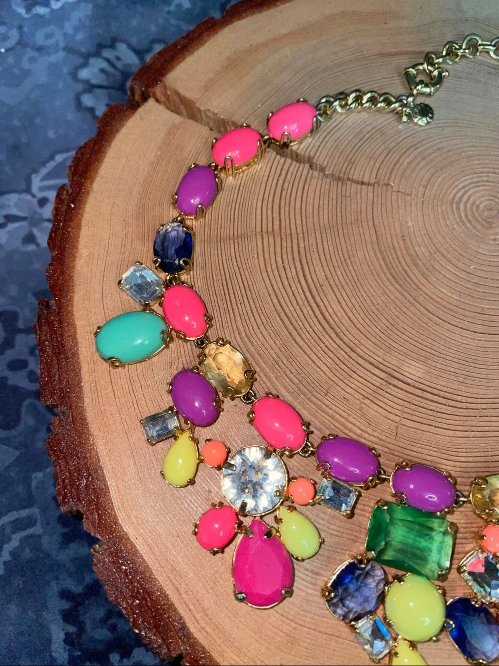 J. Crew Rainbow Candy Color Mixed Gem Statement Necklace